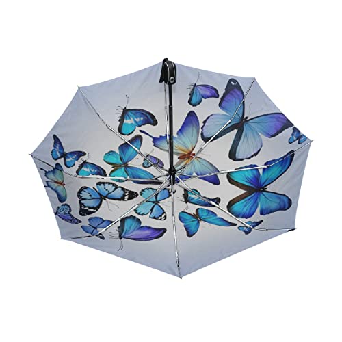Jstel Windproof Umbrella Compact Auto Open & Close - Butterfly Pattern Easy Carrying Travel Stylish Lightweight Design For Women & Men #TOP1