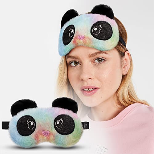 Image of Jenna Eye Mask for Sleeping with Adjustable Strap Super Soft Sleeping Mask Blind Fold for Comfortable Sleep Travelling Sleep Mask (Fur Fuzzy Multi)