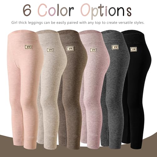 6 Pack Toddler Girls Winter Fleece Lined Leggings Kids Soft Thermal Stretchy Leggings Warm Pants for Girls3
