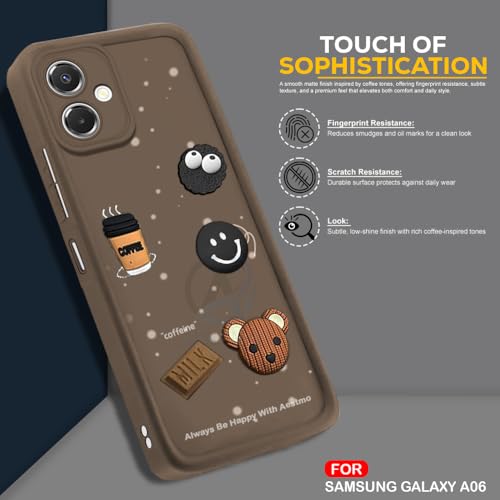 Image of AESTMO Back Case Cover for Samsung Galaxy A06 Cover | Cute Fun Cartoon 3D Ball | Coffee Silicone Case | Full Body Protection | Camera Protection Back Cover for Samsung Galaxy A06 (Brown)
