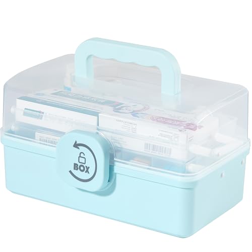 Image of Medication Storage with Portable Handle,First Aid Safe Medication Storage Box for Family Use,3Layers Emergency Medicine Kit Case Organizer for Family,Office and Trave