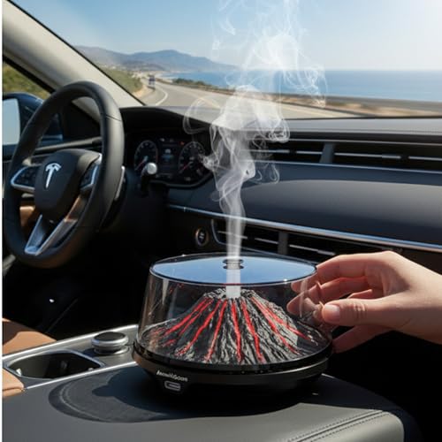 Image of Smart Car Air Freshener Diffuser, 5 Color LED Light, 2 Refills - Long Lasting Car Perfume, Automatic Scent Diffuser for Dashboard, Automotive Air Fresheners for Car Decor