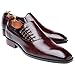 Imagen de ANUFER Masculino Guapo Diseño único Cuero de Fibra Ultrafina Cordones Lateral Zapatos Formales Rojo Oscuro SN071153 EU44