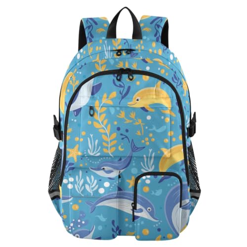 Mochila de trabajo para mujer con delfines y mochilas grandes escolares