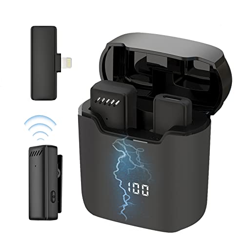 Florsol FL-MKF-1PACK Wireless Lavalier Lapel Microphone For Iphone Ipad,Mini Microphone With Portable Charging Case,65Ft Long Distance Transmission Wireless Mic,Auto-Sync No App Or Bluetooth Needed cover