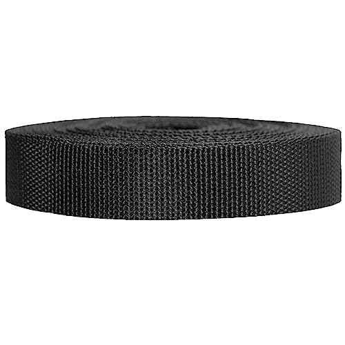 Strapworks Heavyweight Polypropylene Webbing - Heavy Duty Poly Strapping for Outdoor DIY Gear Repair 1.5 Inch x 25 Yards, Black
