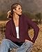 ZESICA Women's Fall Winter 2025 Long Sleeve Open Front Casual Lightweight Soft Knit Cardigan Sweater Outerwear,Wine,Large