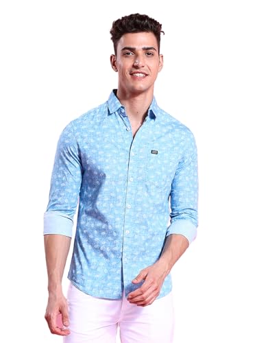 Image of The Indian Garage Co Men Cotton Slim Fit Abstract Printed Full Sleeves Spread Collar Casual Shirt