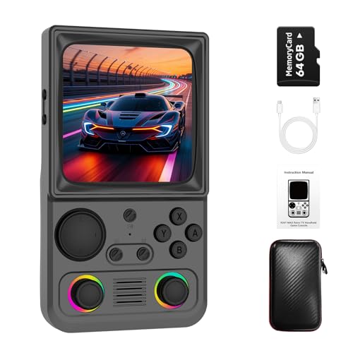Image of R36TMAX Retro Handheld Game Console, Retro Gaming Console with 4.0 Inch 720x720 IPS Screen, Portable Handheld Linux System, 4000mAh Battery (Lead Gray-64GB)
