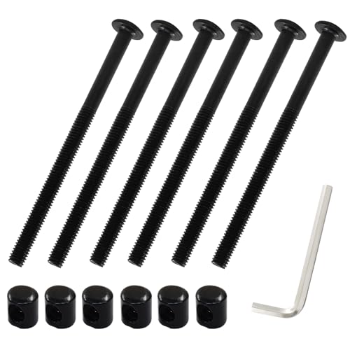 Jiozermi 12 Pcs M6 x 100mm Hex Socket Head Screws Bolts Barrel Nuts, Bunk Bed Bolts and Nuts Assortment Kit daybed Replacement Hardware for Furniture Beds Crib Chair and Desk with Wrench