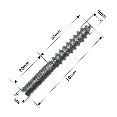 SKIR'CO (25 pièces) Boulons de suspension M6 x 50 mm, Vis à cheville à filetage double extrémité, Boulons à double tête – vue 4