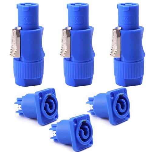 VISSQH 3 Sets Speaker Connector 250V 20A AC Speaker Power Connector,Audio Speaker Plug 3 Pin Speaker Panel Mount Socket Male and Female Head for Neutrik NAC3FCA, speaker