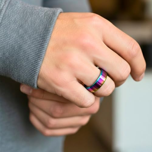 Image of THE MEN THING AZURE CORE - MULTICOLOR - Pure Stainless Steel Men's Multicolor - Plated Ring (Size : 18-22-29)