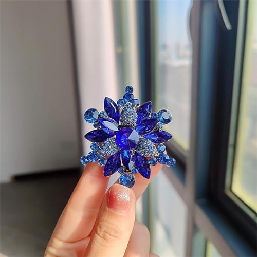 Image of Rhinestone Flower Brooch - Red /Yellow /Blue /Green Crystal - Big Large Wedding Ball Birthday Party Elegant Clothing Hat Bag Accessories Jewelry for Women