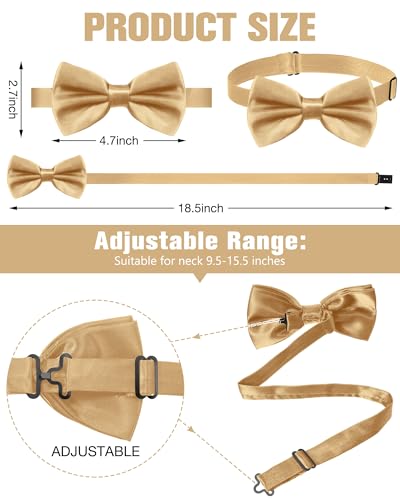 Image of Hercicy 20 Pieces Bow Ties for Men, Formal Satin Solid Tuxedo Adjustable Length Pre Tied Bow Ties for Wedding Celebration