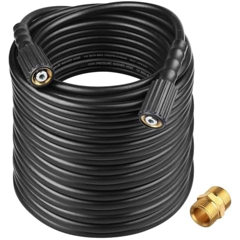TOOLCY Pressure Washer Hose with Extension Coupler, 50 ft 1/4" Kink Resistant Power Washer Hose M22 Replacement for Ryobi, Troy Bilt, Greenworks, CRAFTSMAN High PressureWashers, 3300 PSI Cover