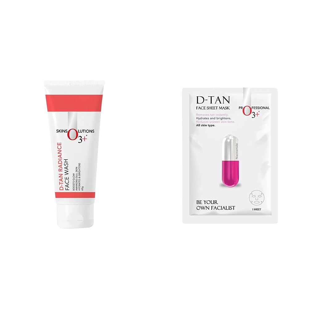 O3+ D-Tan Radiance Face Wash With Vitamin C Glowing Skin and Deep Cleanses and Unifies Skin Tone 60gm & O3+ Facialist Dtan Face Sheet Mask (30g) Combo-image-7