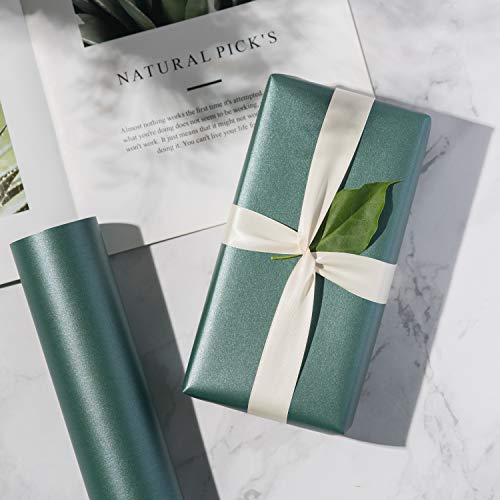 Image of RUSPEPA Christmas Green Gift Wrapping Paper - Solid Color Pearly Shiny Paper Perfect for Wedding, Birthday, Christmas, Baby Shower, Easter, Lucky St Patrick - 17 Inches X 32.8 Feet