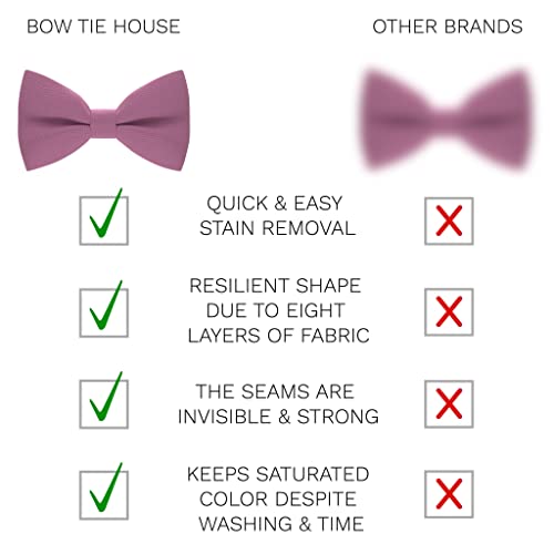 Image of Bow Tie House Mens Bowties Pre-tied Shape Clip on Bowtie Solid Men Formal Wear for kids, baby boys, toddler any age bow ties