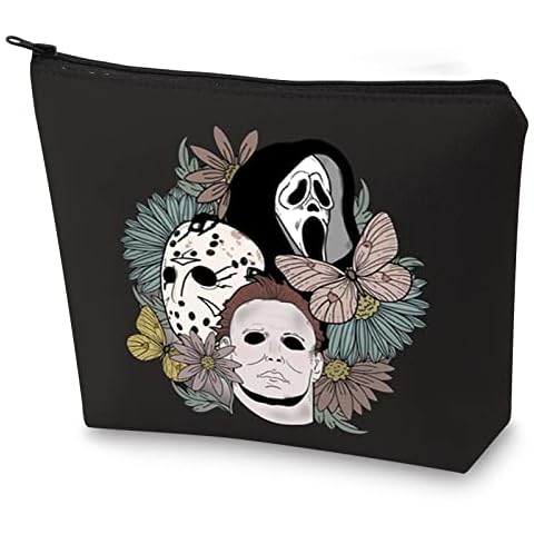 WZMPA Michael & Jason & Ghost Face Cosmetic Makeup Bag Horror Movie Lover Gifts Horror Zipper Pouch Bag For Serials Killer Fans, Michael Jason GhostFace, Fit Cover
