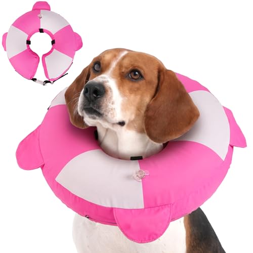 Image of Inflatable Recovery Dog Collar -Lightweight Adjustable,Protective Donut Cone After Surgery for Wound Healing,Prevent from Biting or Scratching,Waterproof & Easy to Clean (Pink,L)
