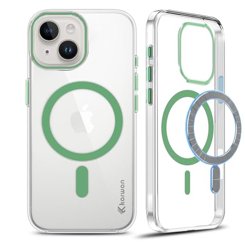 Image of KARWAN Crystal Clear Transparent Back Cover Case with Camera Protection,Compatible with iPhone 14 Plus, Anti Yellow Clear Shockproof Scratch Resistant Case with Magnetic MagEaze Wireless Charging