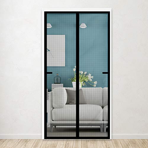 Rends Magnetic Screen Door, Upgraded Screen Door with Durable Fiberglass Mesh Curtain & Portable Hands-Free, Full Frame Hook & Loop Screen Door Fit Doors Size up to 39 W x 83 H- Black