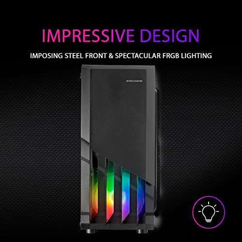 Mars Gaming MC-X2 Zwart, PC Gaming ATX Geval, FRGB Stalen Front, 2 Fans 12cm FRGB, Volledig Zijraam - Afbeelding 4