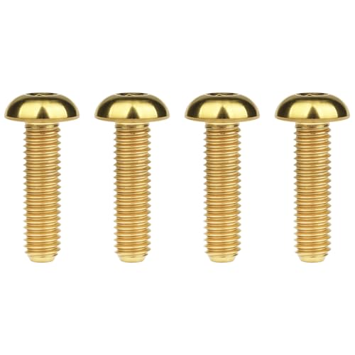Image of Titanium Bolt M4x6 8 10 12 15 20mm Hex Head Screws for Bicycle Pack of 4 (Gold, M4x15mm)