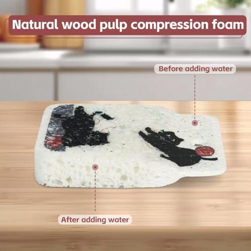 Image of Wood Pulp Cotton Dish Washing Kitchen Scrubber, 4 Pack Reusable Cleaning Wood Pulp Cotton Multipurpose Scratch-Free Sponges,Water Absorbent and Fast Drying,Suitable for Dishes, Fruit, Vegetable