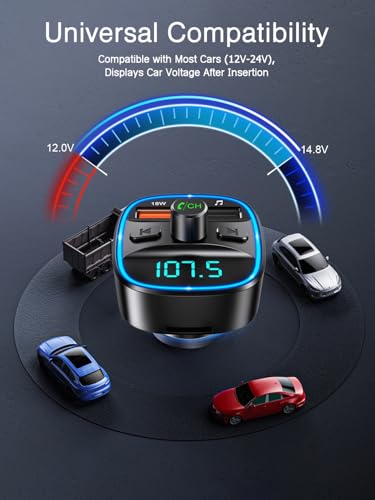 ORIA Bluetooth FM Transmitter Auto, Bluetooth 5.3 Adapter für Auto Radio, Rauschunterdrückung...