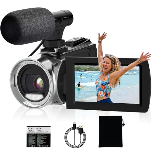 ISHARE 4K 48MP Digital Vlogging Camera for YouTube Compact Camcorder with Microphone Anti-Shake Night Vision 18X Zoom for Travel Family Daily Recording Beginners Kids Teens Adults