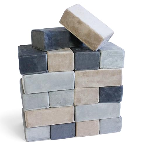 Image of Plush Blocks - The Original Premium Plush Building Block for Kids - Certified Safe Foam Blocks in Luxuriously Soft Fabric Covers - Set of 24 (Castle Rock)
