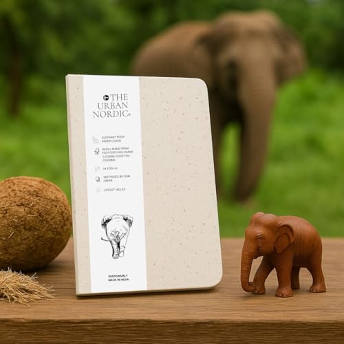 Image of Elephant Dung Paper Notebook A5 | Unique Eco-Friendly Journal for Gifting & Creative Writing | Recycled Paper Pages | Softcover Notebook