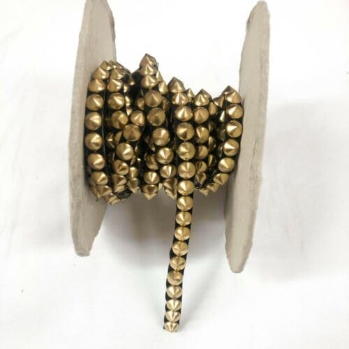 Metallic Spikes Stud Trim Sold by The Yard for Dresses and Costumes Gold Fabric