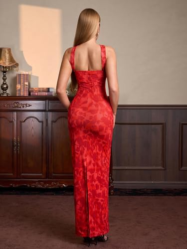 Image of HTZMO Women Elegant Summer Bodycon Maxi Dress Halter Neck Formal Wedding Guest Cocktail Party Long Dresses