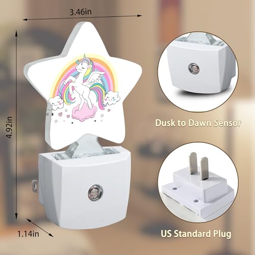Image of Unicorns Rainbows Plug-in Night Light with Dusk-to-Dawn Sensor for Bedroom,Bathroom and Living Room Sleep Friendly lamp for Women /Girls /Boys Gift,0.5W