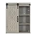 Kate and Laurel Cates Decorative Wood Wall Storage Cabinet with Sliding Barn Door, Rustic Gray