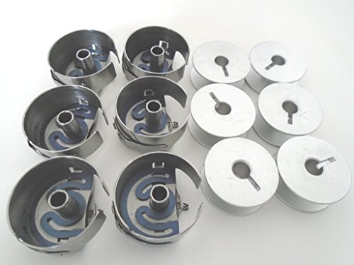 NGOSEW 6 Bobbins & 6 Bobbin Cases Large M Size for Handi Quilter 16, Handi Quilter 18 Avante Quilting Machines