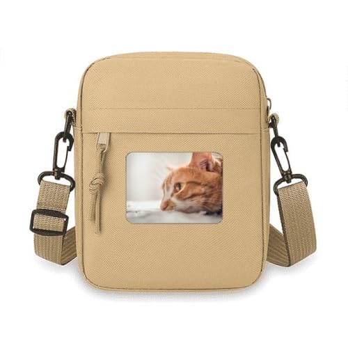 Pochette téléphone portable bandoulière chat avec fentes de cartes et protection écran