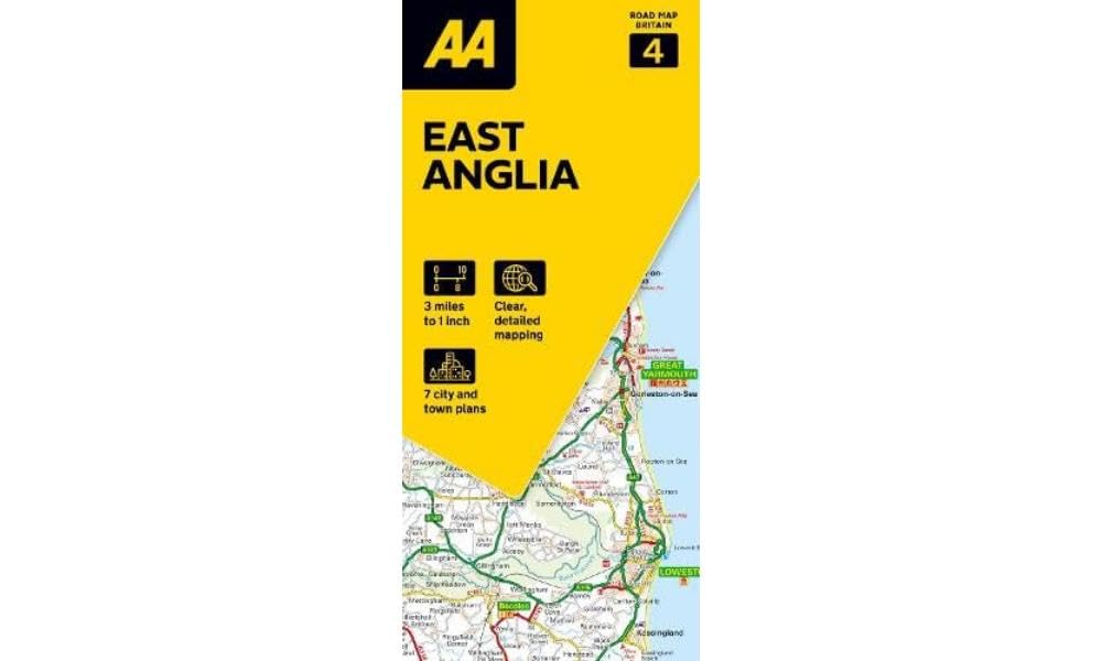 Road Map East Anglia (AA Road Map Series 4) (AA Road Map Britain) Map - Folded