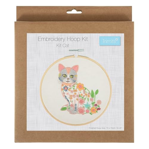 Trimits Embroidery Hoop Kits, 15cm 6” Beginner Starter Set, Includes Bamboo Hoop Threads Cloth Needle Backing & Instructions - Image 2