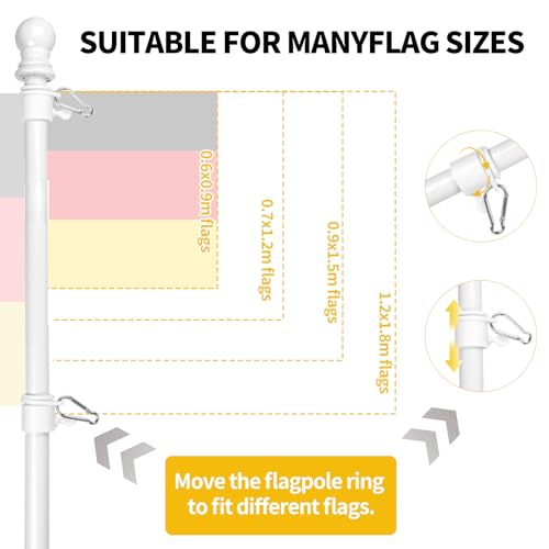 DBREAKS 1.5 m Flagpole with Bracket, Stainless Steel Flag Holder, Wall Mount Flag Pole, Flag Pole with Tangle - Image 2