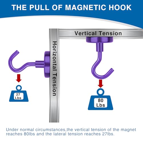 image for LOVIMAG Magnet Hooks, Strong Magnets,80Lb Magnetic Hooks Heavy Duty, P
