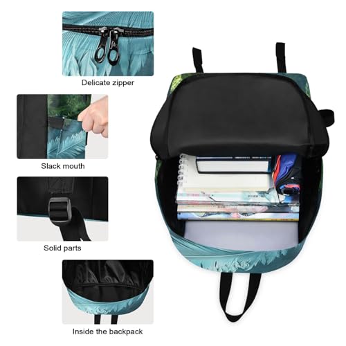 Backpack Lunch Bag Set Big Feather Print, Big Storage Travel Backpacks with Insulated Lunch Box for Office Hiking Picnic3