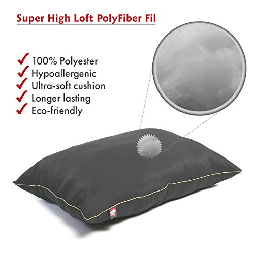 Image of Majestic Pet Rectangle Medium Dog Bed Washable - Non Slip Comfy Pet Bed - Dog Crate Bed Super Value Pillow Dog Bed - Dog Kennel Bed for Sleeping - Dog Bed Medium Breed 35 x 28 Inch - Solid Gray
