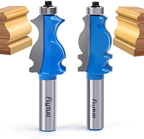 Yonico 16212 Elegant 2 Bit Crown Cap Molding Router Bit Set 1/2-Inch ...