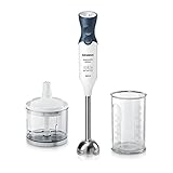 Siemens MQ66120 ergonomischer Stabmixer mit Edelstahl-Mixfuß, 600 Watt, Blau, Weiß