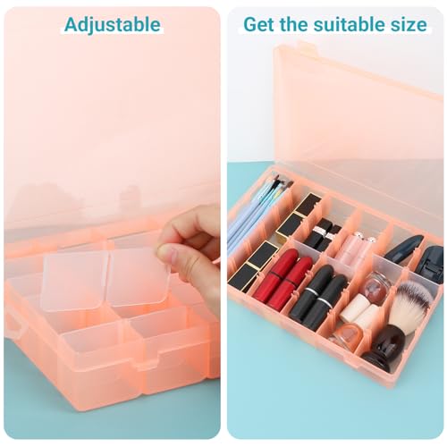 Image of Nail Art Organizer Box, Cosics 36-Grid Orange Empty False Nail Tip Storage Box Organizing Containers for Nail Crystals, Rhinestones Nail Accessories with Adjustable Plastic Dividers