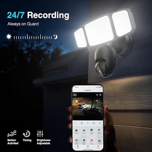 Onforu Floodlight Camera Outdoor, 2K HD Security Flood Light Cam Wired, 360° Coverage AI Detection & Auto Tracking, 55W 5500LM Motion-Activated Flood Lighting Camera, Color Night Vision, 2-Way Audio
